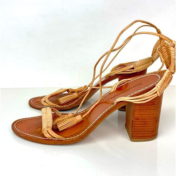 ZIMMERMANN Wrap Weave Leather Sandal Block Heel - Picture 8 of 16